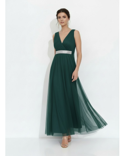 Vestido tul con cinturón plata - AINE