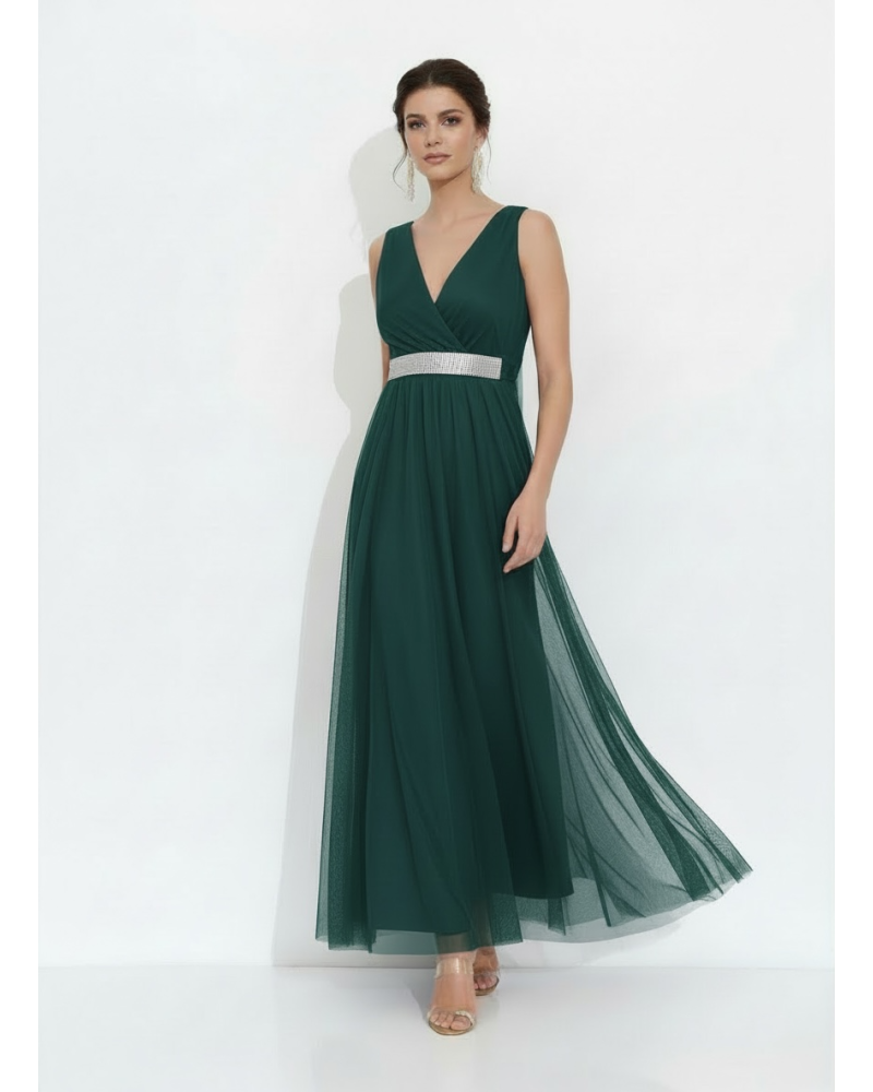 Vestido tul con cinturón plata - AINE