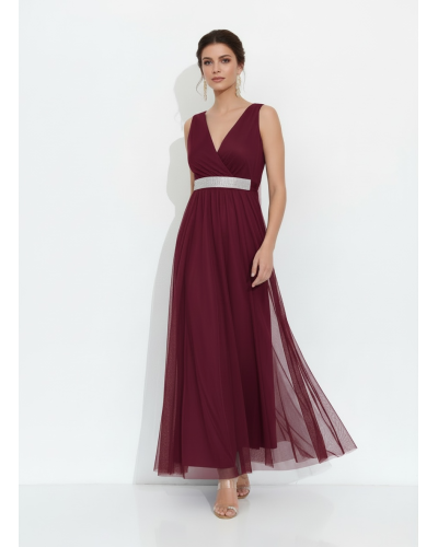 Vestido tul con cinturón plata - AINE