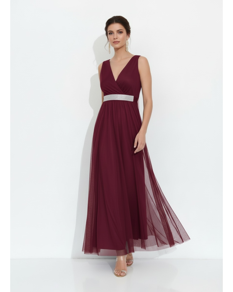 Vestido tul con cinturón plata - AINE