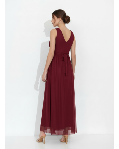 Vestido tul con cinturón plata - AINE