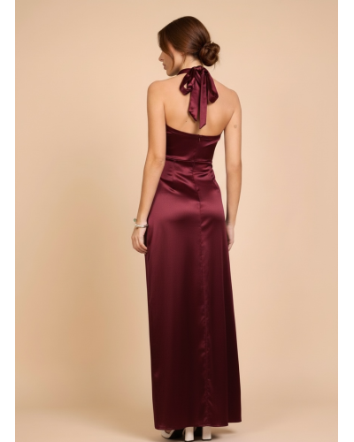 Vestido raso escote halter - AINE