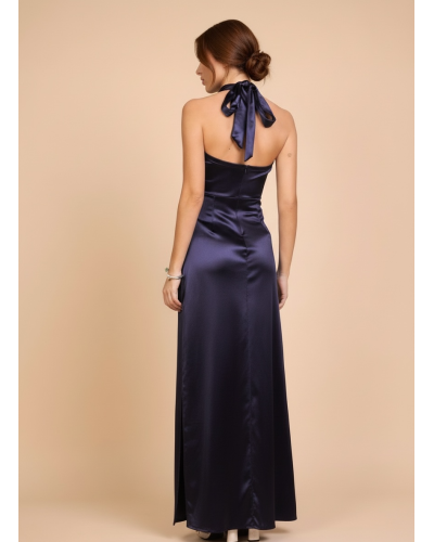 Vestido raso escote halter - AINE