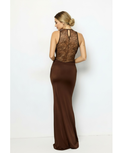 Vestido licra largo encaje pecho y espalda - AINE