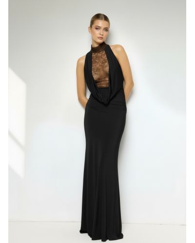 Vestido licra largo encaje pecho y espalda - AINE