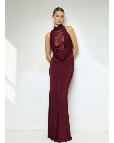 Vestido licra largo encaje pecho y espalda - AINE