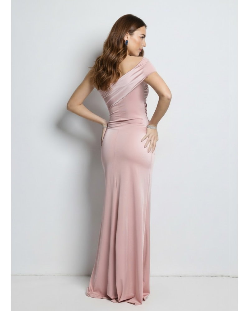 Vestido licra largo escote asimetrico - AINE