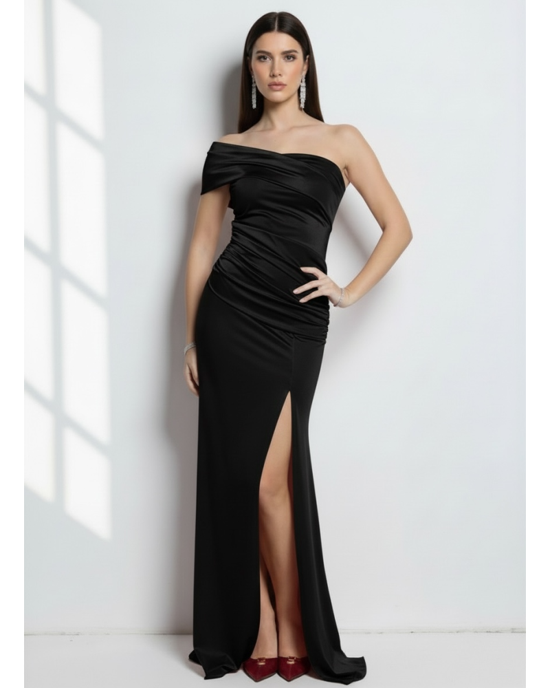 Vestido licra largo escote asimetrico - AINE