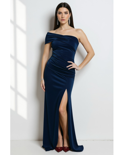 Vestido licra largo escote asimetrico - AINE