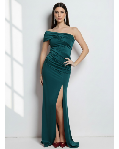 Vestido licra largo escote asimetrico - AINE