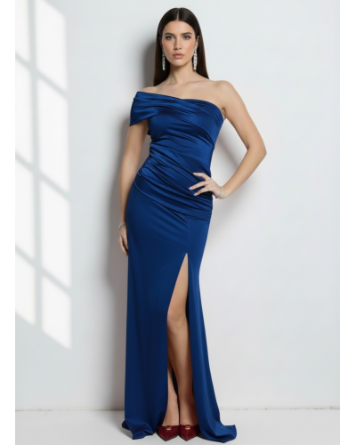 Vestido licra largo escote asimetrico - AINE