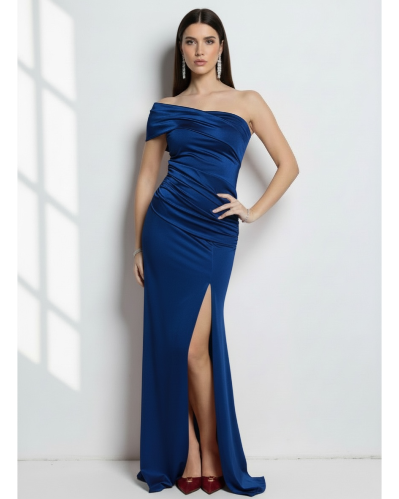 Vestido licra largo escote asimetrico - AINE