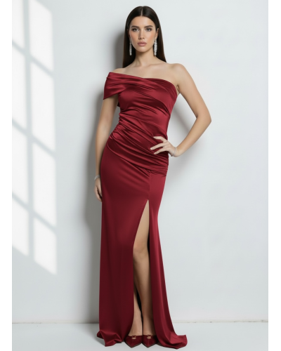 Vestido licra largo escote asimetrico - AINE