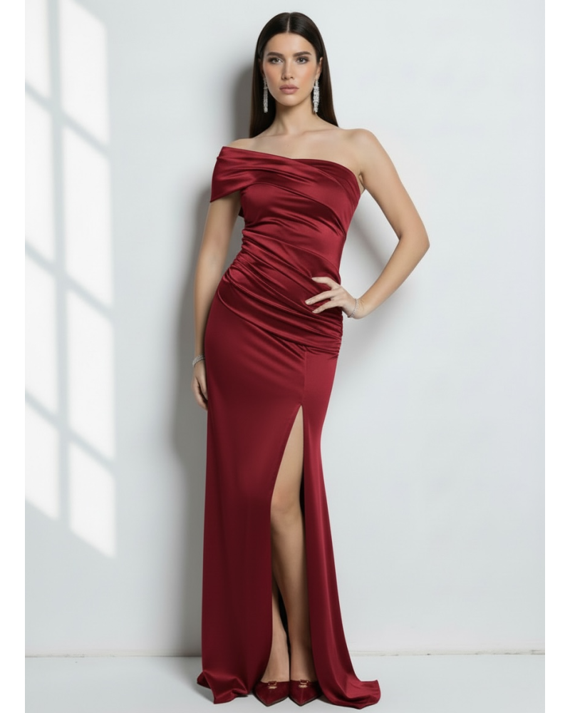 Vestido licra largo escote asimetrico - AINE