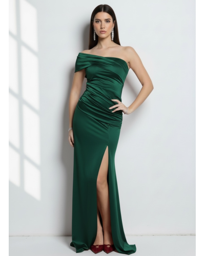 Vestido licra largo escote asimetrico - AINE