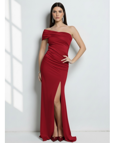 Vestido licra largo escote asimetrico - AINE