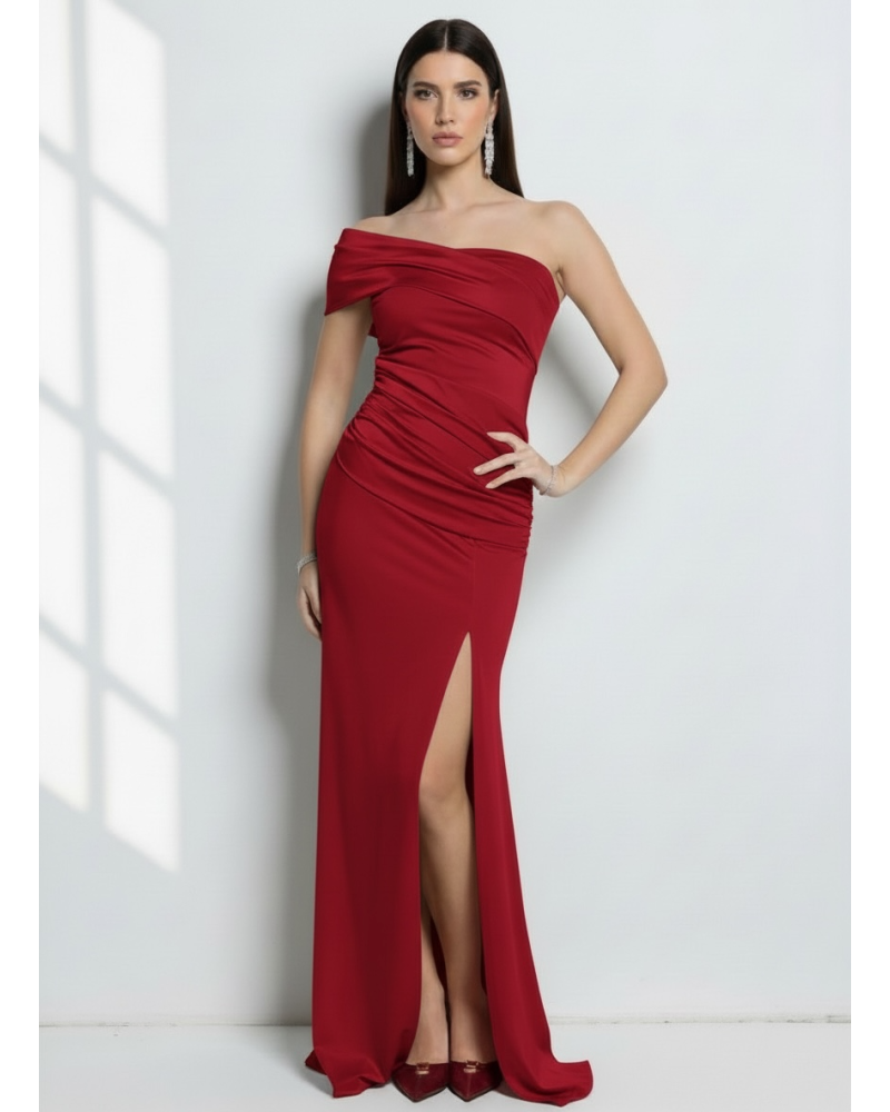 Vestido licra largo escote asimetrico - AINE