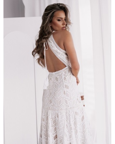 Vestido largo 2 rajas brocado - AINE