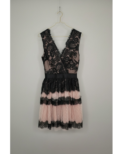 Vestido corto encaje y tull - AINE