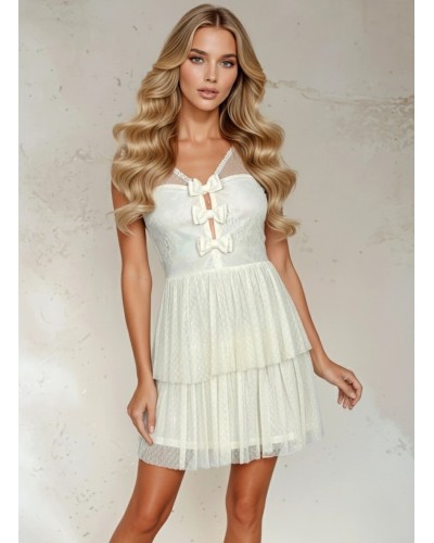 Vestido corto cuerpo con 3 lazos - AINE