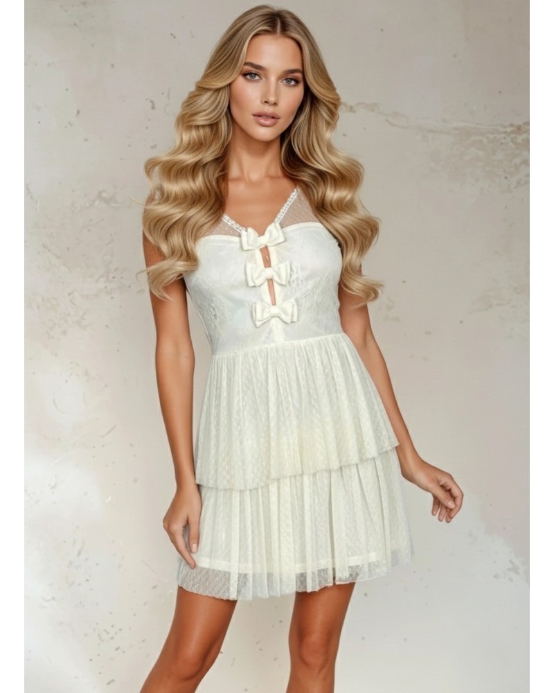 Vestido corto cuerpo con 3 lazos - AINE