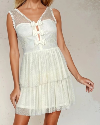 Vestido corto cuerpo con 3 lazos - AINE