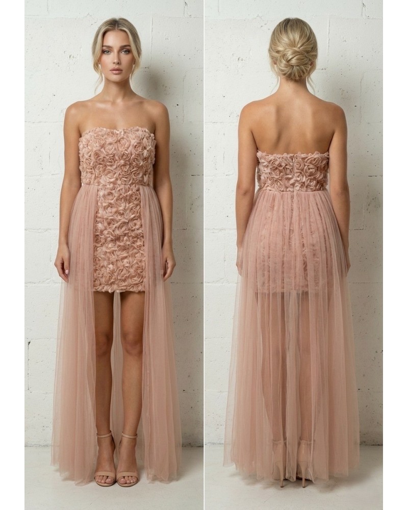 Vestido largo flores con falda tull - AINE