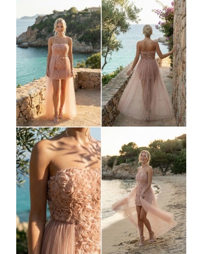 Vestido largo flores con falda tull - AINE