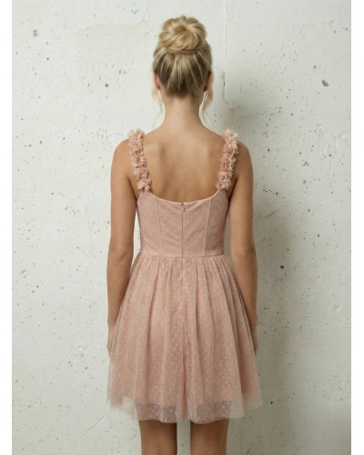 Vestido corto tull lunares con tirantes flores - AINE