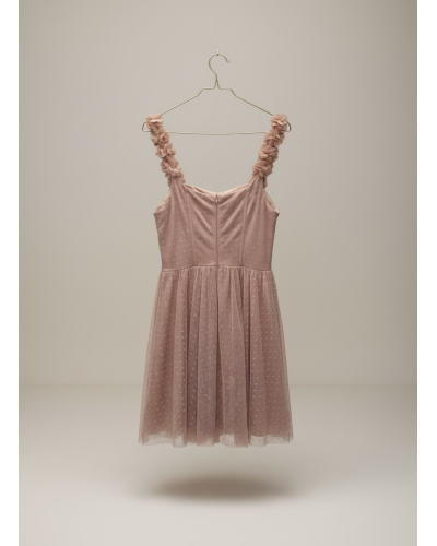 Vestido corto tull lunares con tirantes flores - AINE