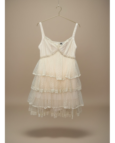 Vestido corto tull tirantes con volantes - AINE