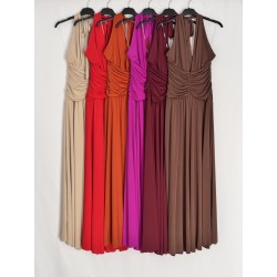 Vestido crep frunce cintura raja - AINE