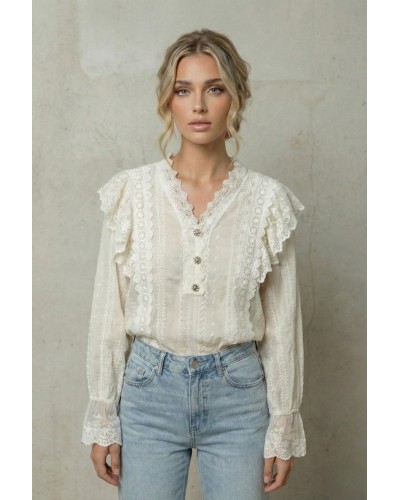 Camisa bordada 3 botones - AINE