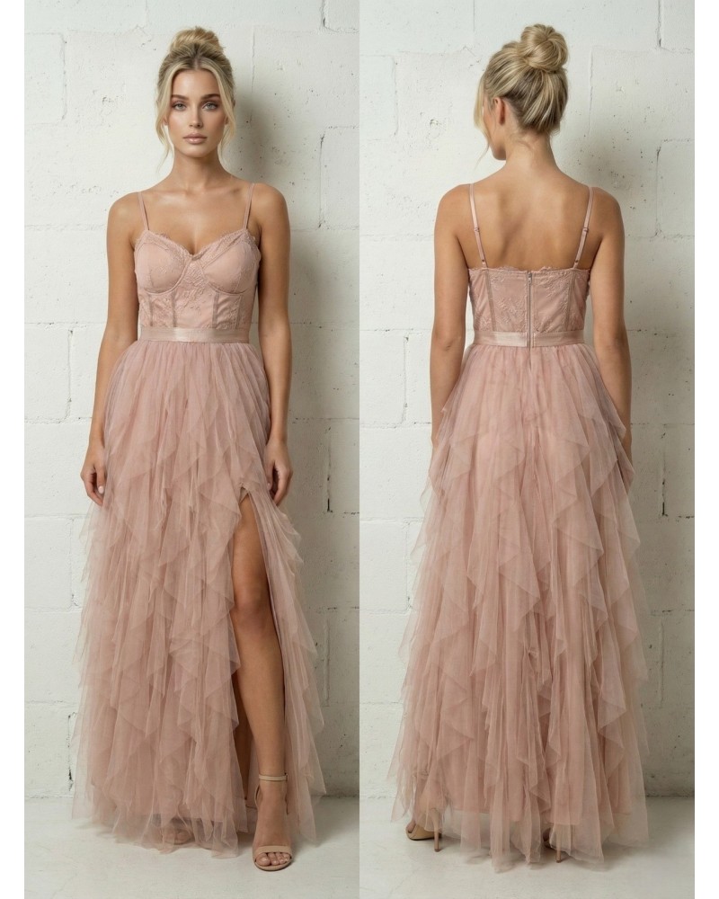 Vestido largo corset con falda tull - AINE