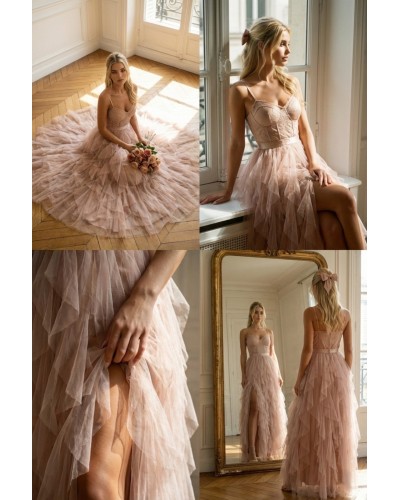 Vestido largo corset con falda tull - AINE