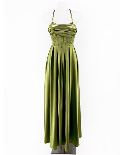 Vestido largo vuelo con cuerda espalda - AINE