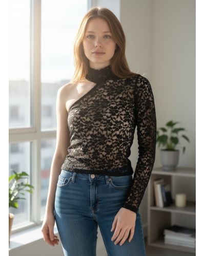 Top encaje asimetrico 1 manga - AINE