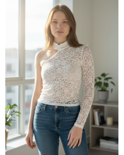 Top encaje asimetrico 1 manga - AINE