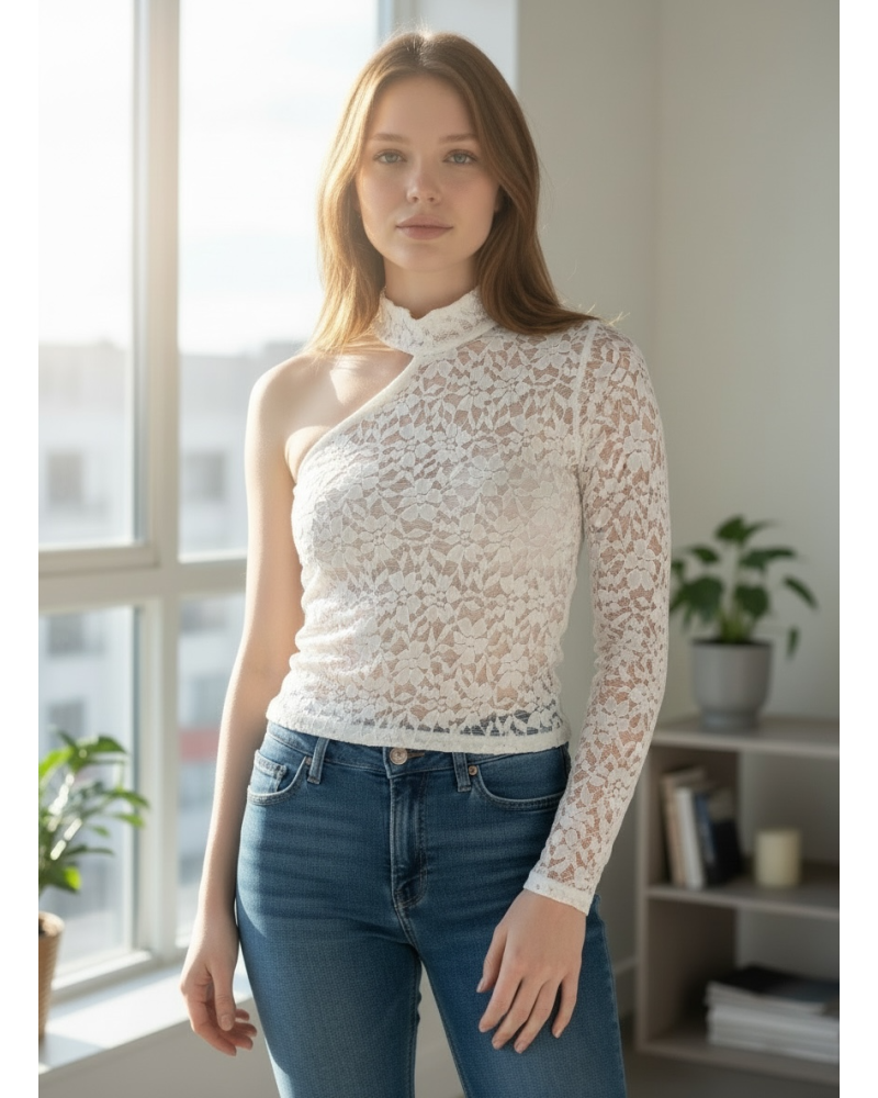 Top encaje asimetrico 1 manga - AINE